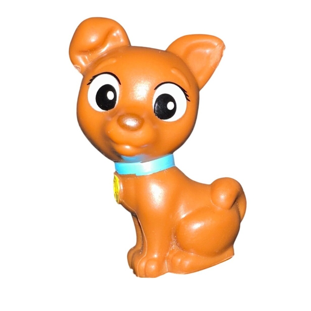Barbie Miniature Figure Brown dog accessory toy Teal Collar